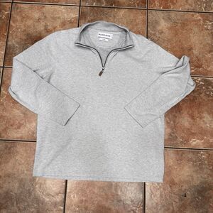 Mizzen+Main Mens X Large Ash Gray Heather Quarter 1/4 Zip Cotton/Modal Blend